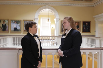 Two middle school students in State Capitol