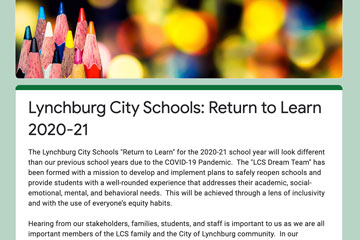 Lynchburg City Schools: Return to Learn 2020-21