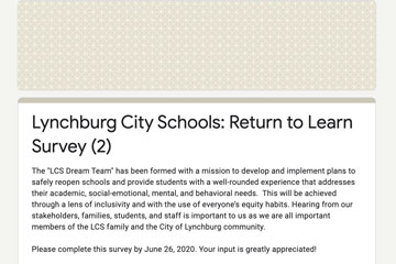Lynchburg City Schools: Return to Learn Survey 2