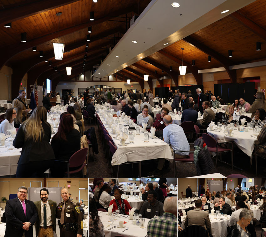 Collage of photos from recognition breakfast