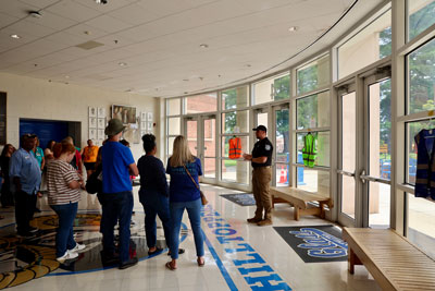 Staff at E. C. Glass High School participating in reunification training