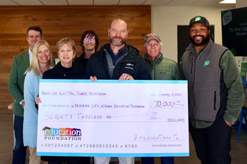 Representatives from AEP, James River Association, Education Foundation and LCS with a donation check totaling $70,000