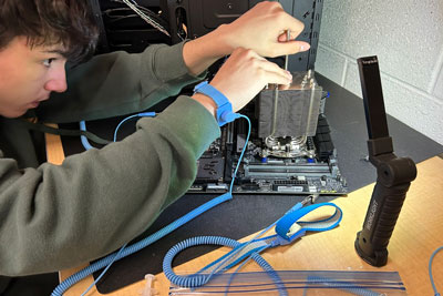 Student building computer server