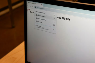Computer screen showing secure connection