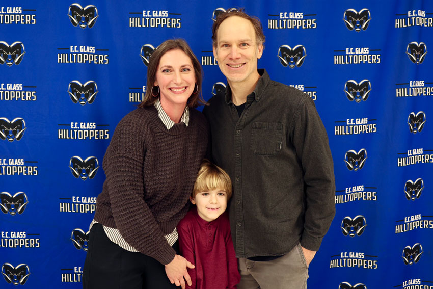 Teacher of the Year with her husband and child