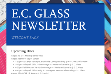 E. C. Glass Newsletter Welcome Back